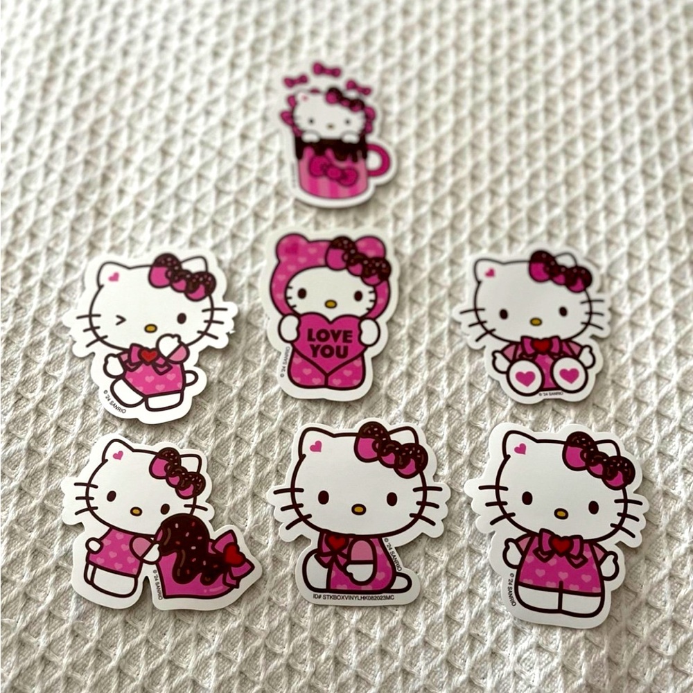 Hello Kitty Valentine Collectible Vinyl Decal stickers set of 7